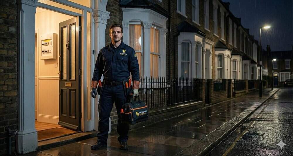 Emergency electrician in uniform